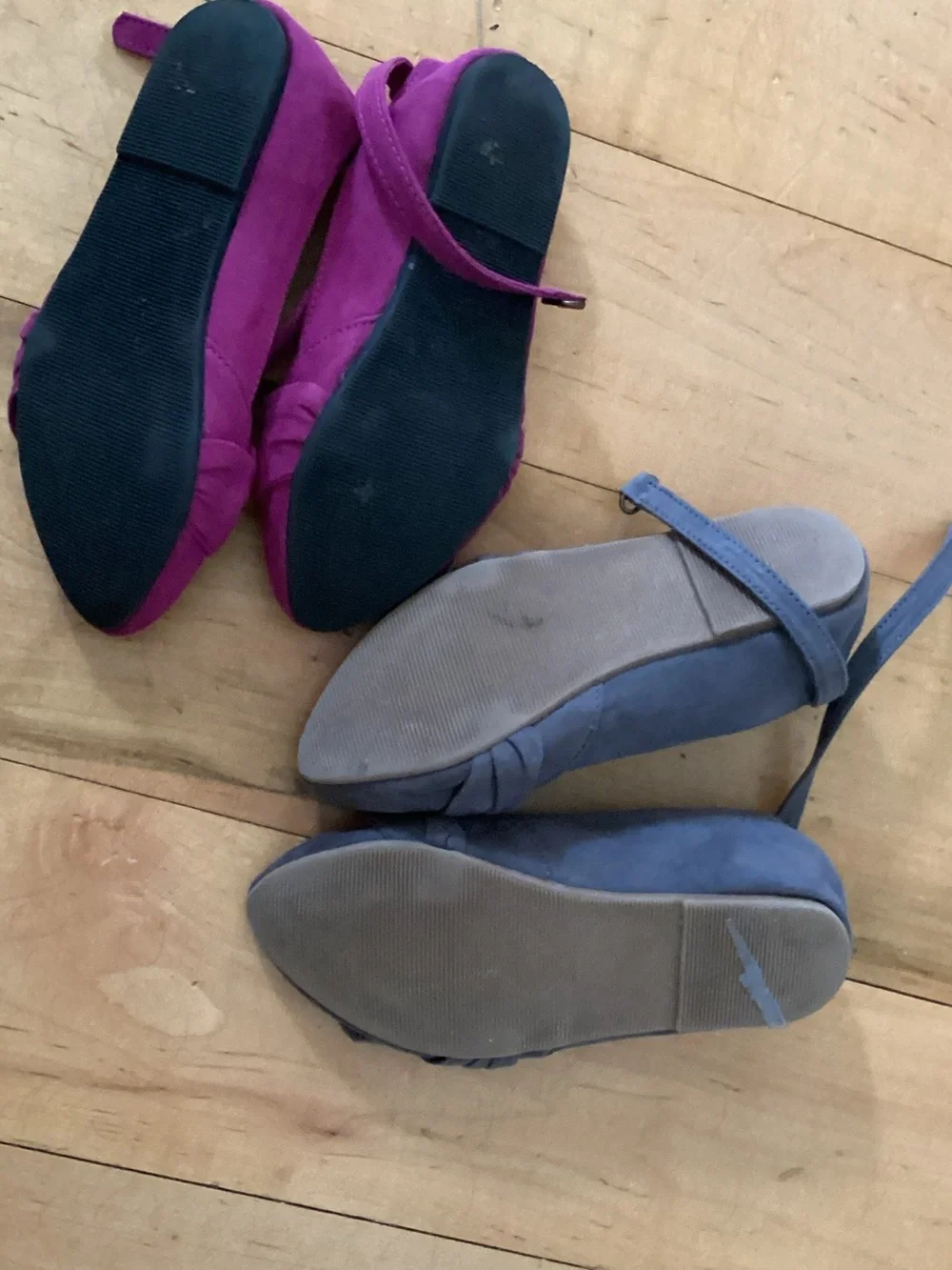 Kids Knot-Detail Ankle Strap Flats in Purple and grey